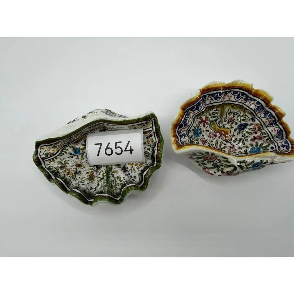 Ceramicas Coimbra Portugal Shell Bowls Set Hand Painted Marta Sec XVIII 1.14lb